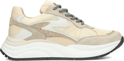 PS Poelman CHARU Dames Sneakers - Vetersluiting - Leer/Suède - Wit met combinatie