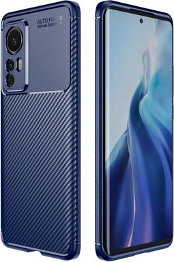 iMoshion Hoesje Geschikt voor Xiaomi 12 / 12X Hoesje Siliconen - iMoshion Carbon Softcase Backcover - Blauw