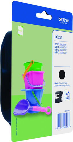 Brother LC221BKBP - Inktcartridge - Origineel - Zwart