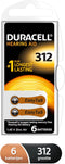 Duracell DA312 - Hoorapparaat-batterijen - EasyTap - Bruin (6 stuks)