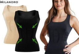 Milanoro - Figuurcorrigerend ondershirt - Slanker figuur - Zwart - L