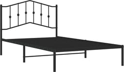 vidaXL - Bedframe - met - hoofdbord - metaal - zwart - 107x203 - cm