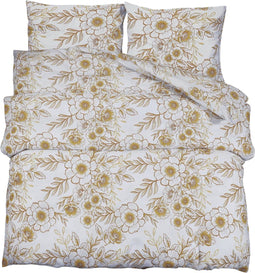 vidaXL - Dekbedovertrekset - 135x200 - cm - katoen - wit - en - bruin