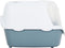 vidaXL - Kattenbak - met - deksel - 56x40x40 - cm - polypropeen - wit - en - blauw