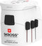 Skross - World Travel Adapter with Ground Plugs (no Swiss & Italy) + 1 USB + 1 Type C Slot + World Top Input