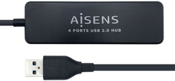 Aisens A104-0402 - USB Hub - 4x USB 2.0 - Zwart