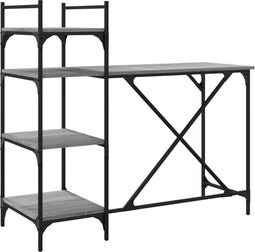 vidaXL - Computerbureau - met - schappen - 120x47x109 - cm - grijs - sonoma