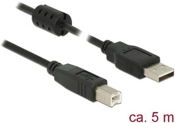 Delock 84899 - USB 2.0 kabel - 5 m male A > male B - Zwart