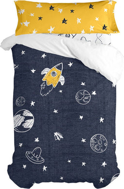 Dekbedovertrek set HappyFriday Mr Fox Starspace Multicolour Bed van 80/90 2 Onderdelen