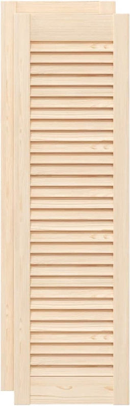 vidaXL - Kastdeuren - met - lamellen - 2 - st - 99x29,5 - cm - massief - grenenhout