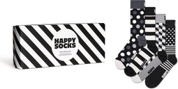Happy Socks 4-pack sokken - Heren & Dames - Klassiek zwart-wit (4 paar)