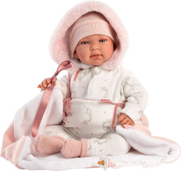 Llorens soft body babypop met geluid deken en speen 44 cm