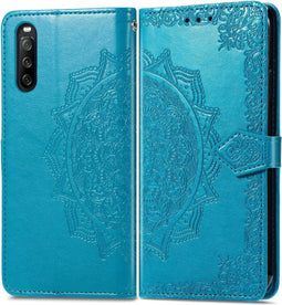 iMoshion Hoesje Geschikt voor Sony Xperia 10 III Hoesje Met Pasjeshouder - iMoshion Mandala Bookcase - Lichtblauw