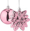 Kerstballen set van 100 - kunststof - mat glanzend glitters - 10 designs - roze (100 stuks)