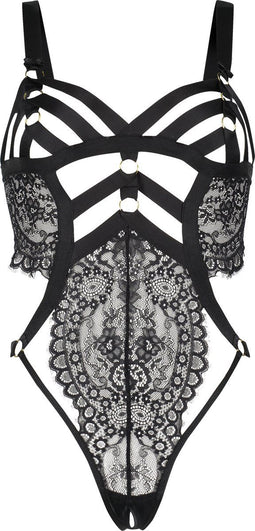 Hunkemöller Private Body open kruis - String model - Zwart - maat L
