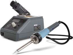 Velleman Soldeerstation met led-display en keramisch verwarmingselement, 48 W, temperatuurbereik 160-480 °C, ergonomische handgreep, geschikt voor professionals of doe-het-zelvers, grijs