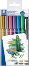 Staedtler Metallic marker, etui van 6 stuks in geassorteerde kleuren + Pigment Liner zwart gratis