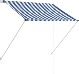 vidaXL - Luifel - uittrekbaar - 150x150 - cm - blauw - en - wit