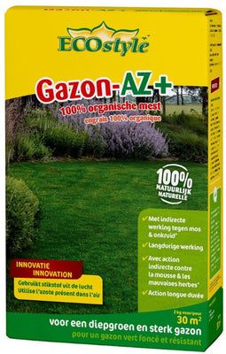 ECOstyle Gazon AZ Organische Gazonmest – Voor Diepgroen en Sterk Gazon – Geeft tot 120 dagen Voeding – Werkt tegen Mos - 30 M² - 2 KG