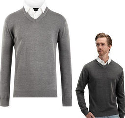 Milanoro Herenpullover - Overhemdkraag - Donkergrijs - S