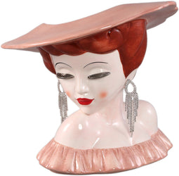 PTMD Lady Pink Ceramic Women With Hat Pot