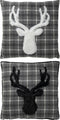 J-Line Kussen Borduursel Hert Tegels Polyester Zwart/Wit Ass2 - 2 stuks