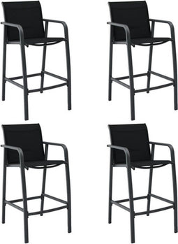 vidaXL - Tuinbarstoelen - 4 - st - textileen - zwart