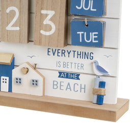 Tafelkalender – Blauw Wit – Compact en Decoratief Hout
