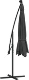 vidaXL - Zweefparasol - met - LED-verlichting - metalen - paal - 350 - cm - antraciet