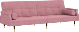vidaXL - Slaapbank - met - kussens - fluweel - roze