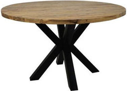 Ronde eettafel Oakland - ø130x76 - Naturel/Zwart - Teak/Metaal