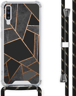iMoshion Hoesje Geschikt voor Samsung Galaxy A70 Hoesje Met Koord - iMoshion Design Hoesje met Koord - Zwart / Meerkleurig / Goud / Black Graphic