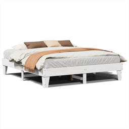vidaXL - Bedframe - zonder - matras - massief - grenenhout - wit - 180x200 - cm