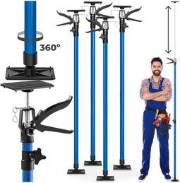 tectake® Plafondsteun Bouwstempel - Set van 4 - Draagvermogen 30 kg - Hoogte 115 tot 290 cm - Blauw (set van 4)