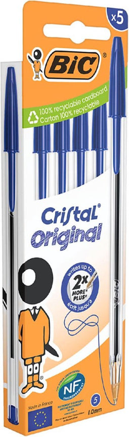 Balpen bic cristal m 5st blauw