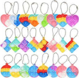 Partizzle 24x Pop It Fidget Toys Sleutelhangers - Feestartikelen - Compact en Wasbaar (24 stuks)