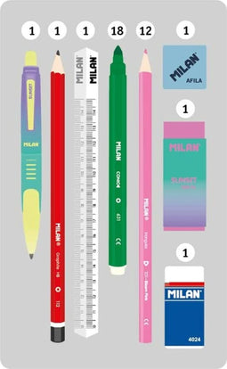 Dubbele etui Milan Sunset 34 Onderdelen Roze