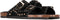 PS Poelman EMMIE - Dames Sandalen - Zwarte Suède met Gouden Details - Hakhoogte 2.5 cm