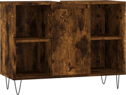 vidaXL - Badkamerkast - 80x33x60 - cm - bewerkt - hout - gerookt - eikenkleurig