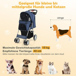 Coast Huisdierenwagen - Opvouwbaar - Ademend Gaas - 87 x 46 x 102 cm - Donkerblauw