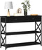 vidaXL - Console - Tafel - Zwart - Eiken - 100x28x75 - cm - Geengineerd - Hout - & - Staal