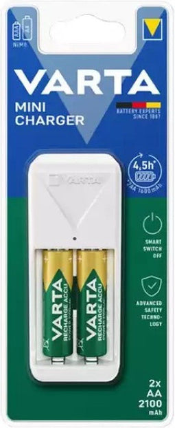 Varta Easy Mini Charger - Batterijenlader voor AA/AAA - 2x AA 2100 mAh (2 stuks)
