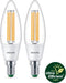 Philips Ultra Efficient LED kaarslamp Transparant - 40 W - E14 - Wit licht - 2-pack - Bespaar op energiekosten