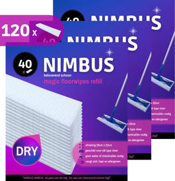 NIMBUS Magic Floorwipes Refill - Droge Vloerdoekjes 28cm x 22cm - Geschikt voor Swiffer (120x)