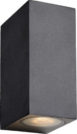 Lucide ZORA-LED - Wandspot Dimb. GU10 2x5W 3000K IP44 Zwart (2 stuks)