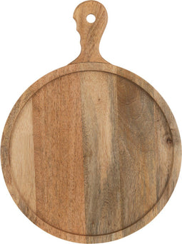 J-Line snijplank Rond Handvat Mango snijplank - hout - naturel