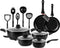 Rochester Pannenset - 18-delig - Aluminium - Non-stick - Incl. Deksel - Zwart