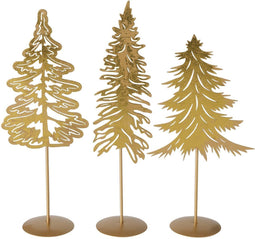 kerstboompjes goud - decoratie - 3 stuks