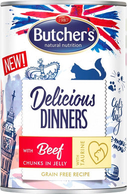 BUTCHER'S Delicious Dinners Stukjes rundvlees in gelei - nat kattenvoer - 24 x 400g
