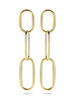 Casa Jewelry Oval Office - Oorhangers - Goud verguld zilver met 3 schakels 7 cm